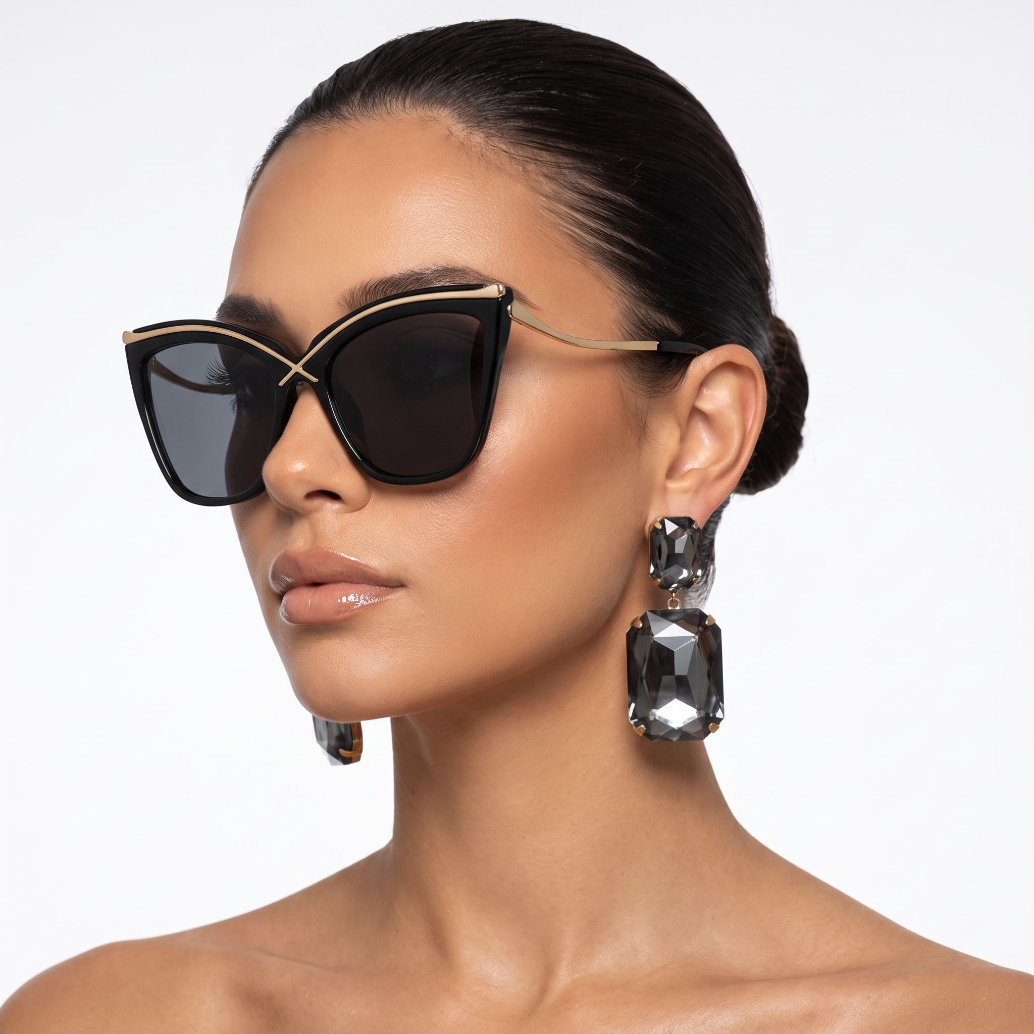 Veylen Oversized Cat-Eye Sunglasses – Women Designer Gradient Lens Tortoiseshell Square Frame UV Protection