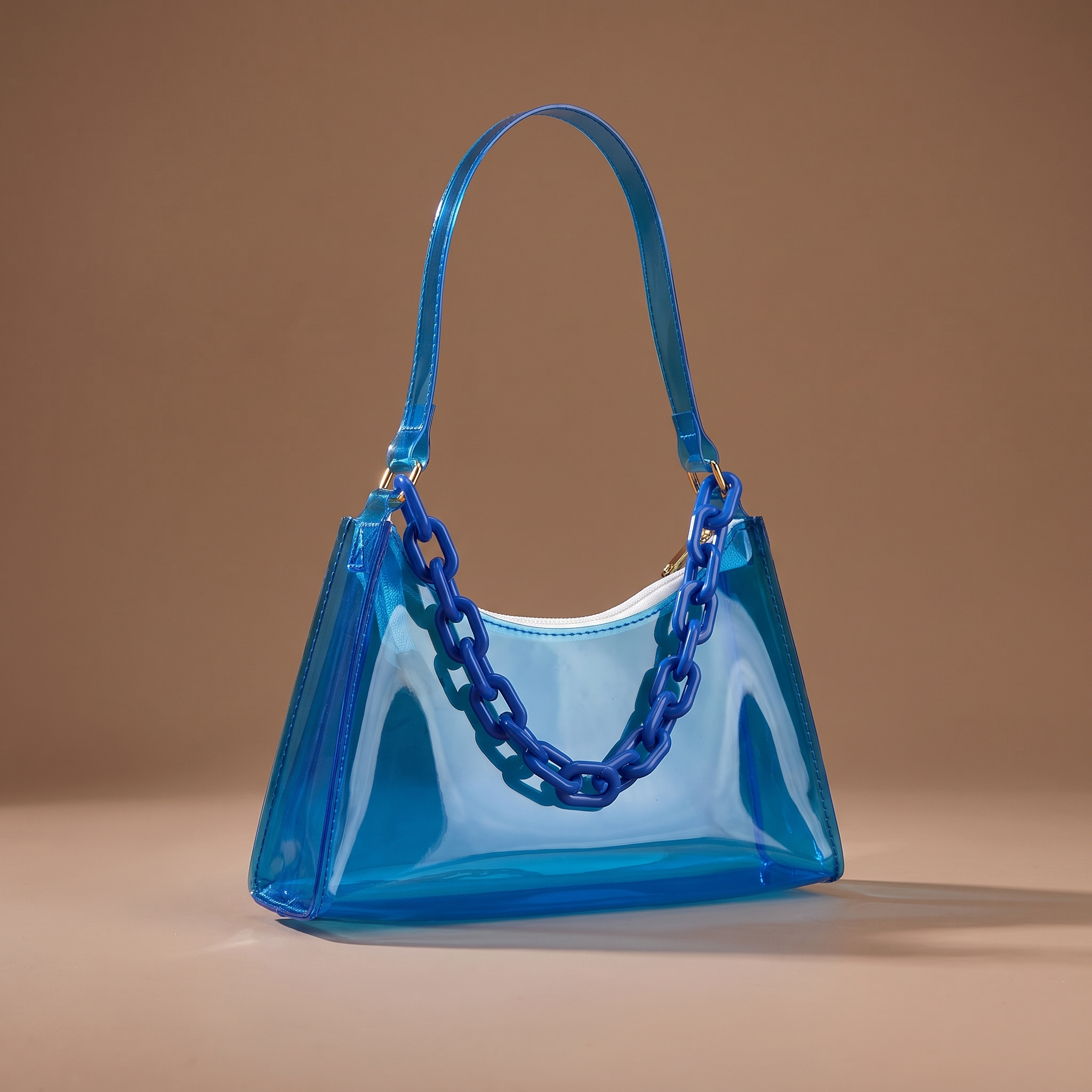 Translux Chain Hobo Shoulder Bag – Transparent PVC Women Crossbody Y2K Festival Street Style Bag