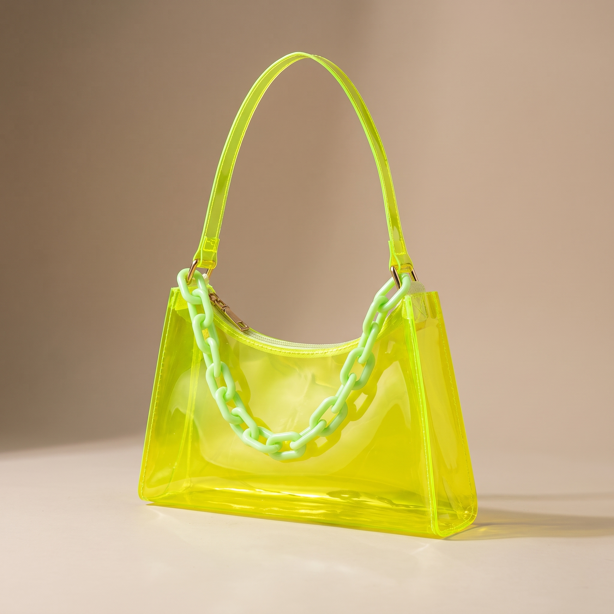 Translux Chain Hobo Shoulder Bag – Transparent PVC Women Crossbody Y2K Festival Street Style Bag