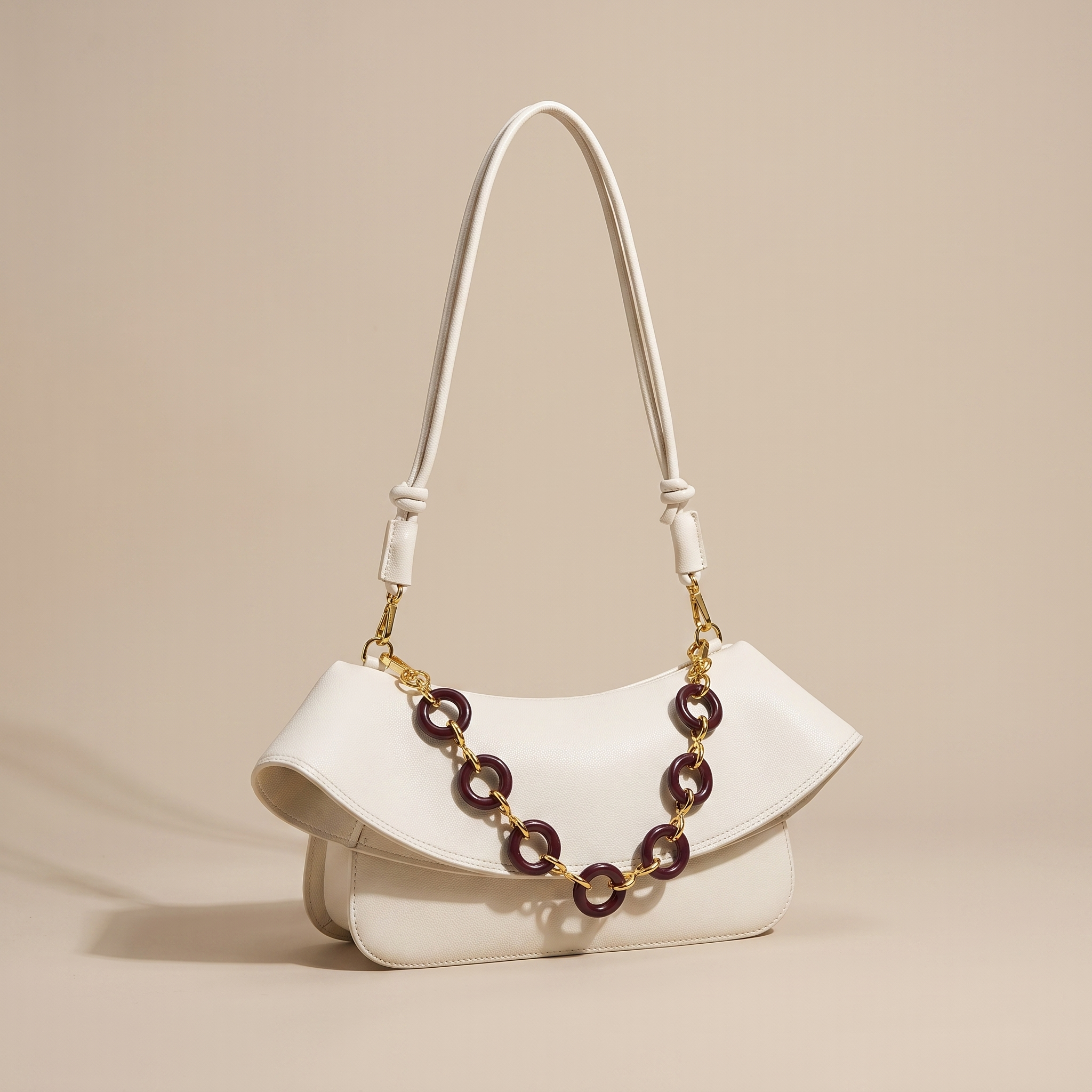 Aminta Chain Link Shoulder Bag – Structured Flap Handbag Women Tortoiseshell Accent Crossbody Purse