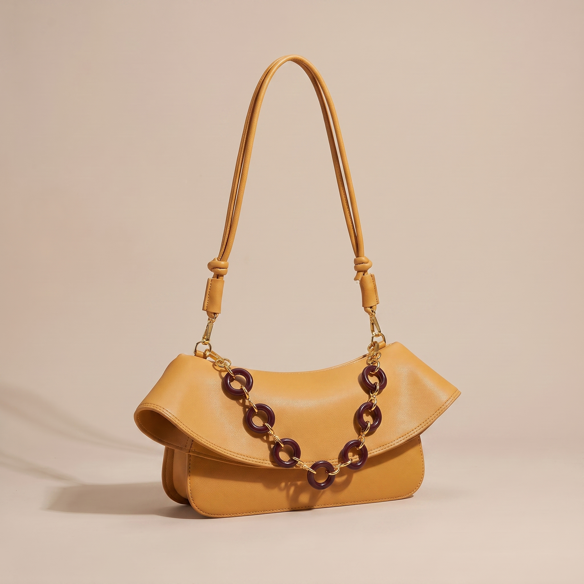 Aminta Chain Link Shoulder Bag – Structured Flap Handbag Women Tortoiseshell Accent Crossbody Purse