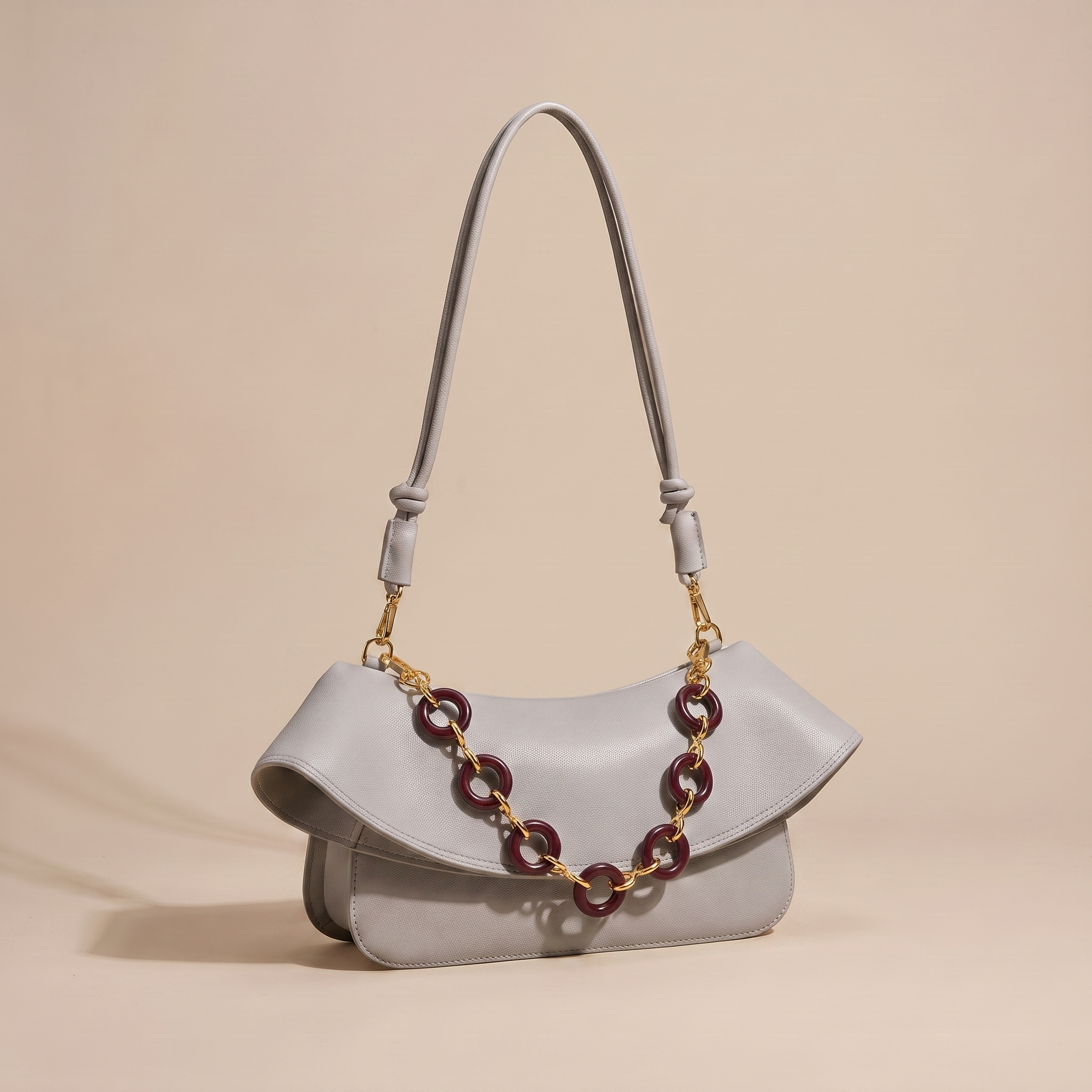 Aminta Chain Link Shoulder Bag – Structured Flap Handbag Women Tortoiseshell Accent Crossbody Purse