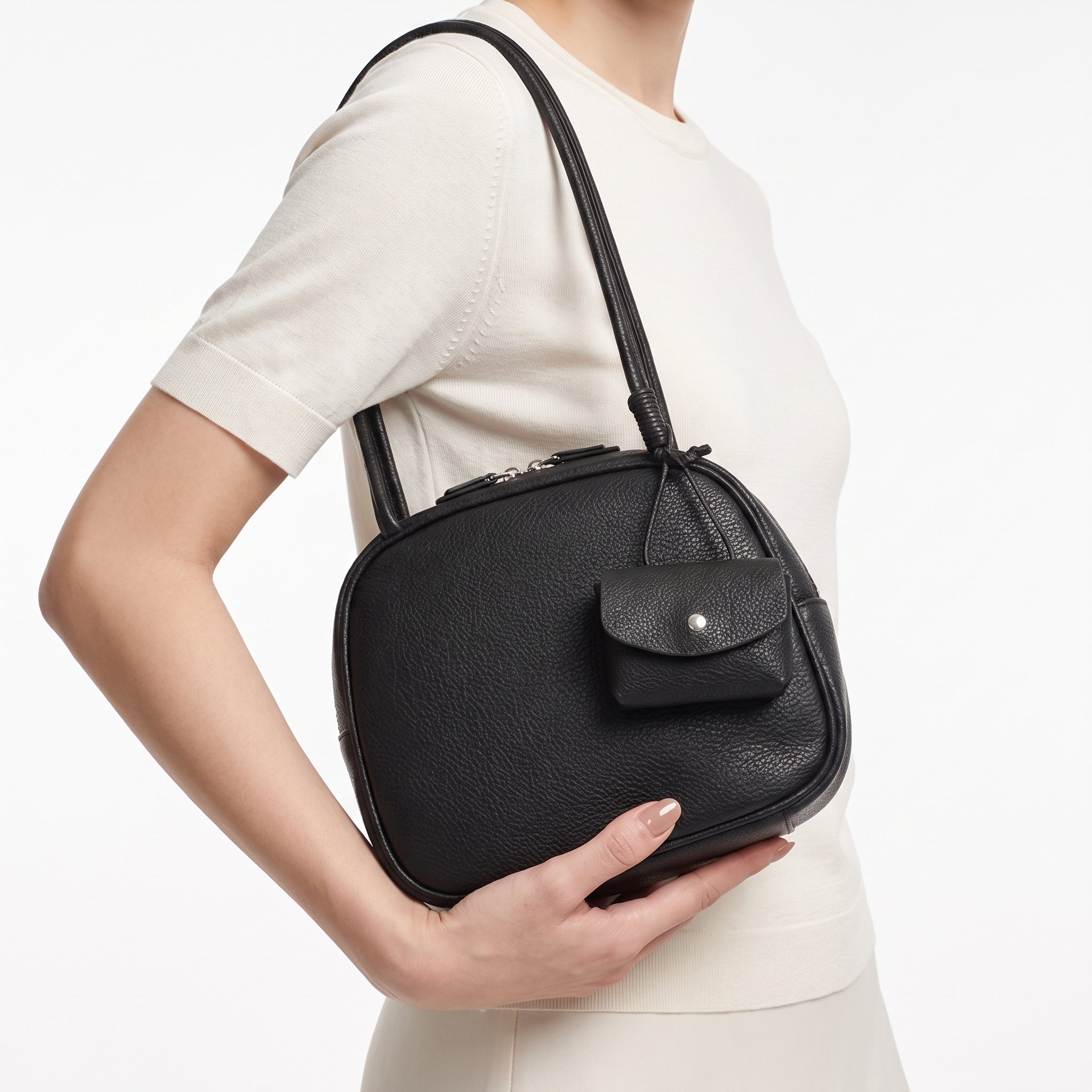 Graniella Round Crossbody Bag – Pebbled Leather Structured Dome Shoulder Purse Women Casual Everyday Handbag