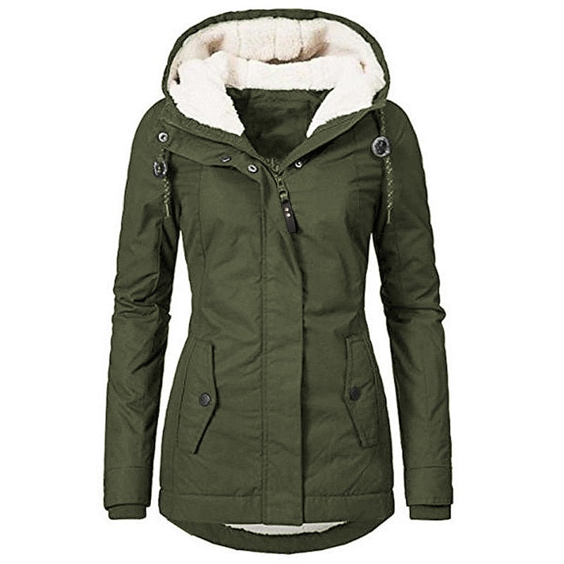 Sagewood Sherpa-Lined Hooded Parka Jacket – Women Winter Coat Faux Fur Hood Casual Outerwear Long Parka