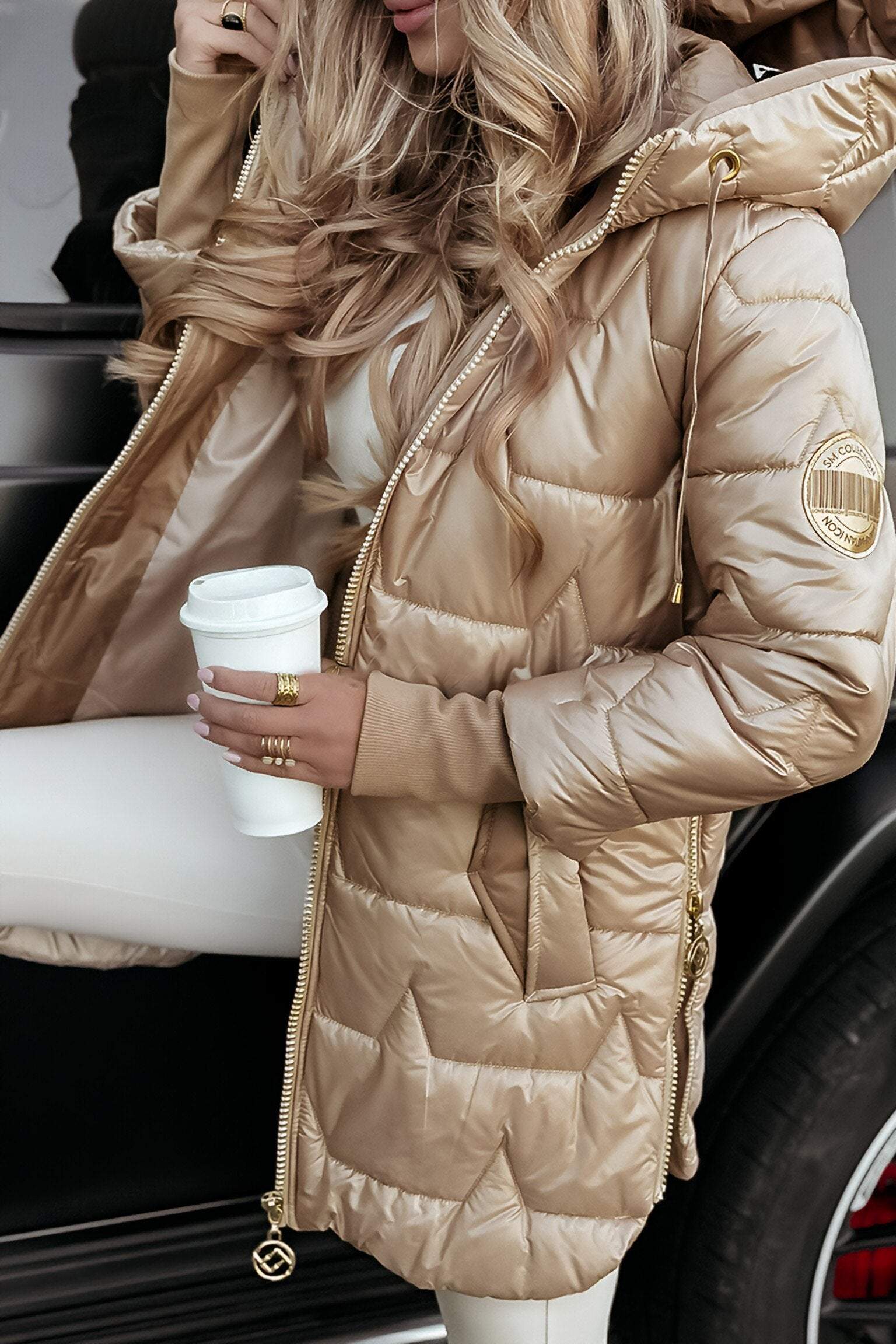 Quilara Hooded Puffer Coat – Quilted Jacket Womens Ladies Longline Duvet Coat Fall Winter Outerwear