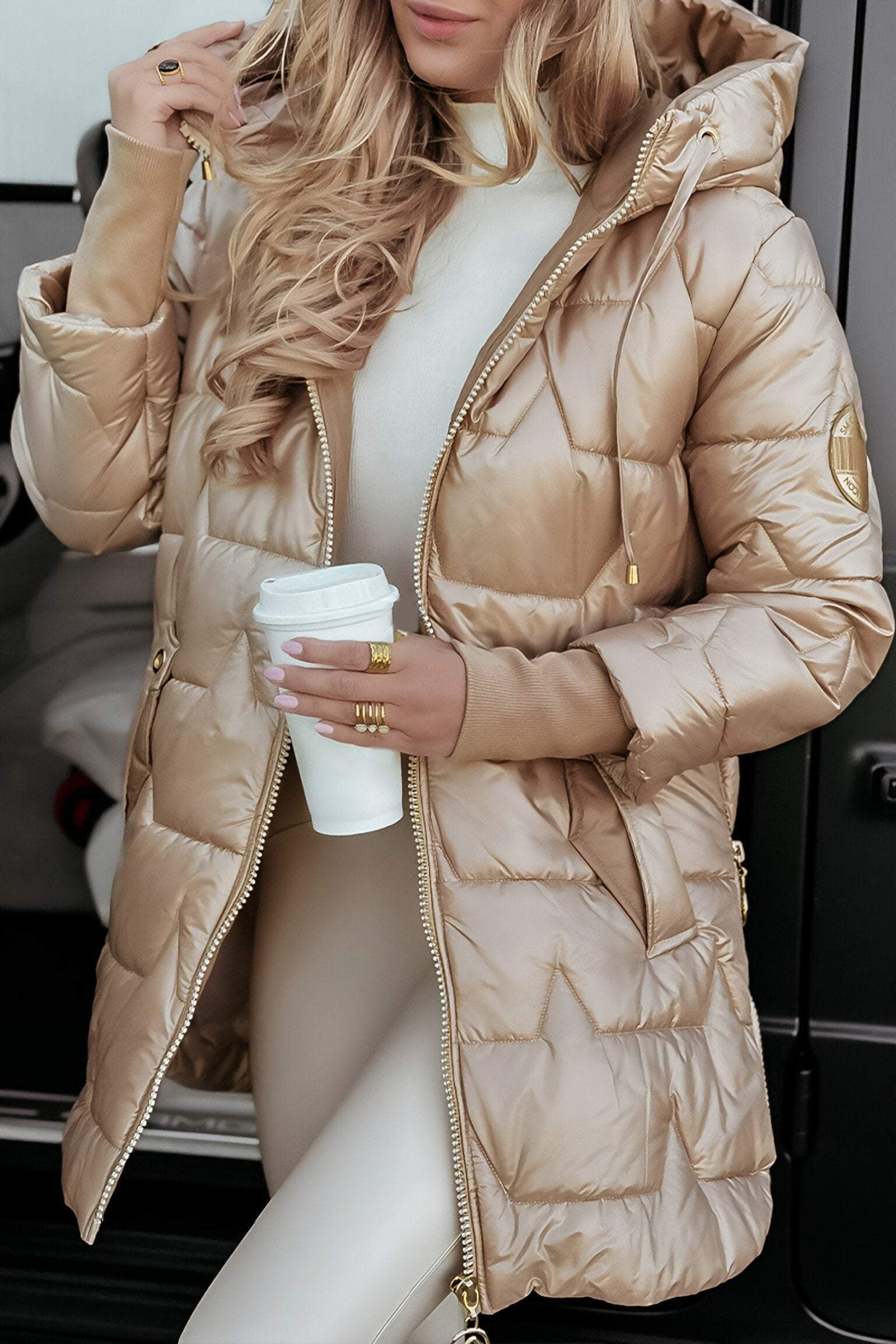 Quilara Hooded Puffer Coat – Quilted Jacket Womens Ladies Longline Duvet Coat Fall Winter Outerwear
