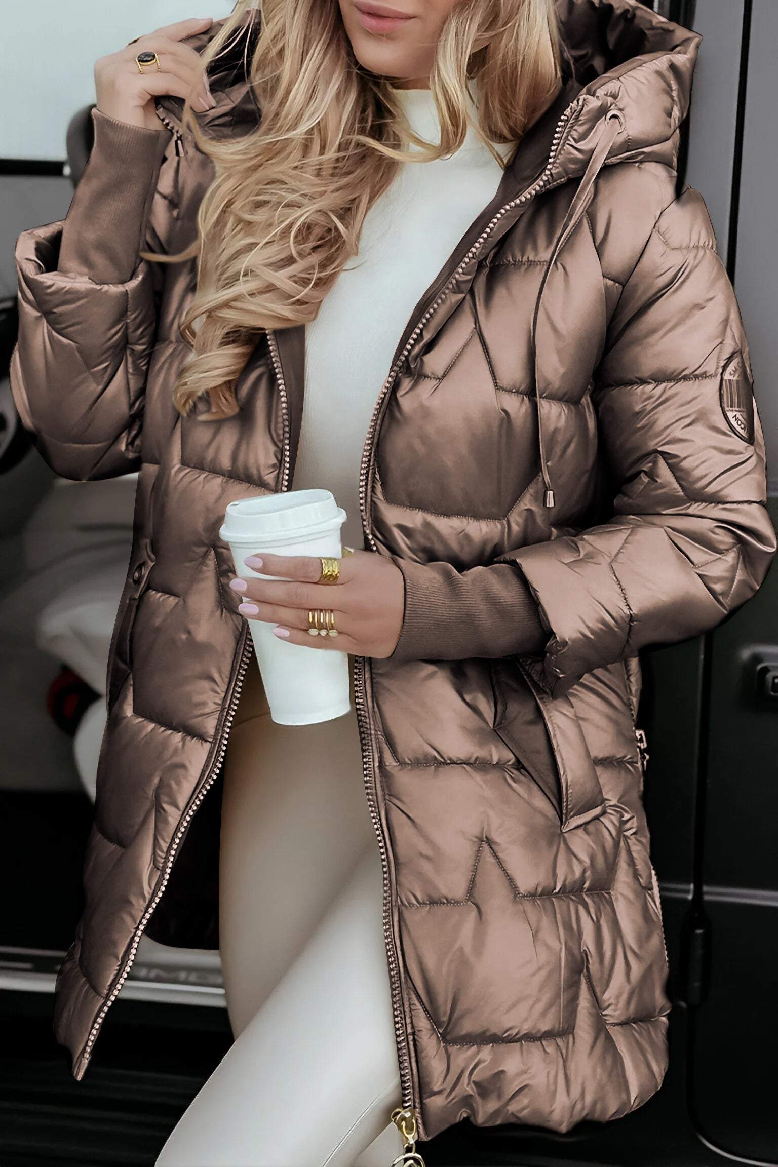 Quilara Hooded Puffer Coat – Quilted Jacket Womens Ladies Longline Duvet Coat Fall Winter Outerwear