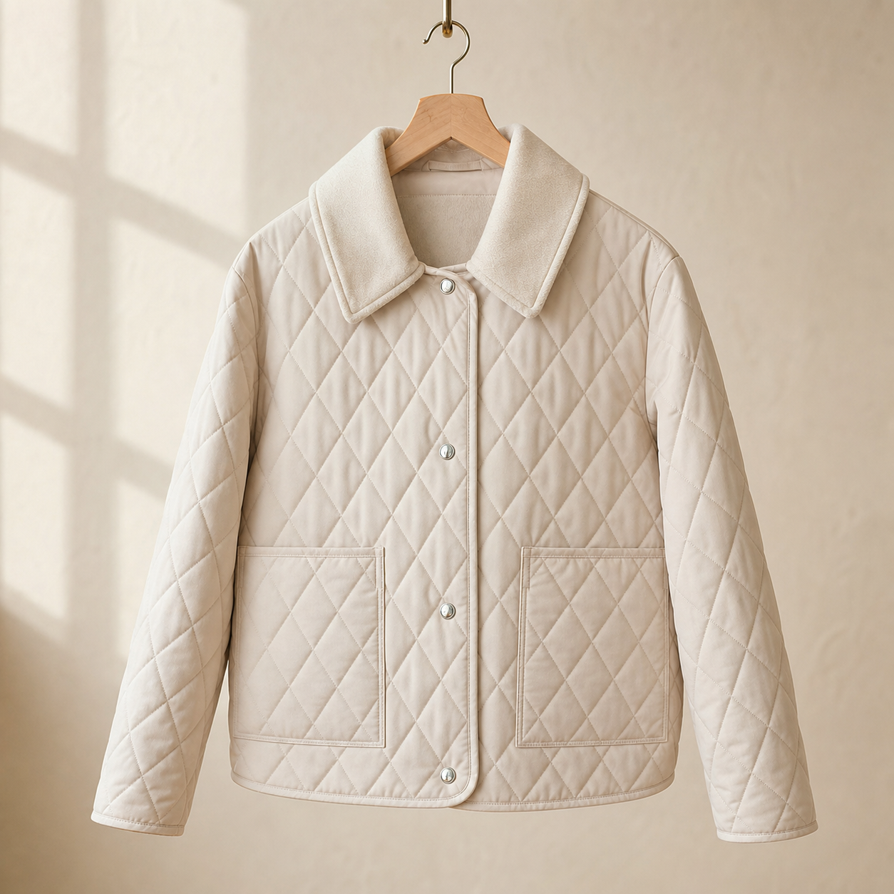 Romila Quilted Snap-Front Jacket – Diamond Quilted Women Casual Barn Jacket Fall Outerwear