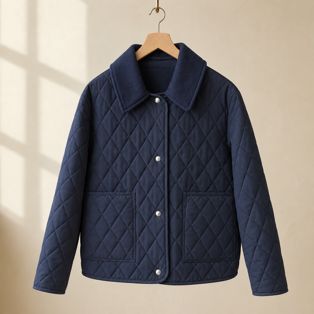 Romila Quilted Snap-Front Jacket – Diamond Quilted Women Casual Barn Jacket Fall Outerwear