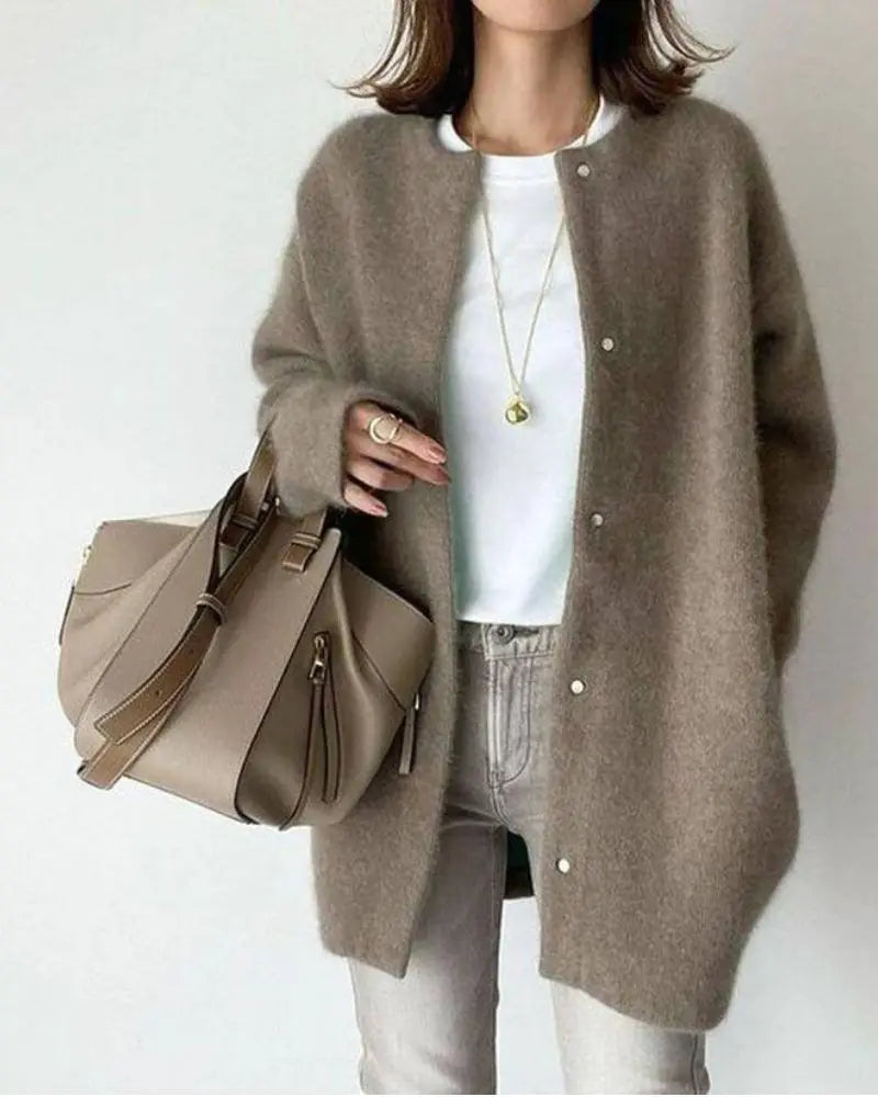 Long cardigan en maille douce Cashine - Cardigan oversize à manches longues pour femme, confortable, décontracté, à superposer en automne