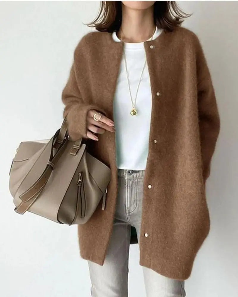 Long cardigan en maille douce Cashine - Cardigan oversize à manches longues pour femme, confortable, décontracté, à superposer en automne