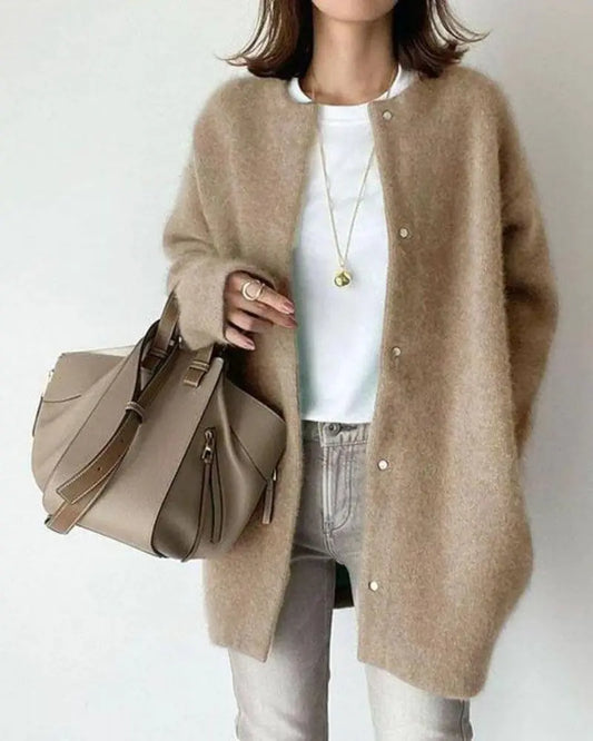 Long cardigan en maille douce Cashine - Cardigan oversize à manches longues pour femme, confortable, décontracté, à superposer en automne