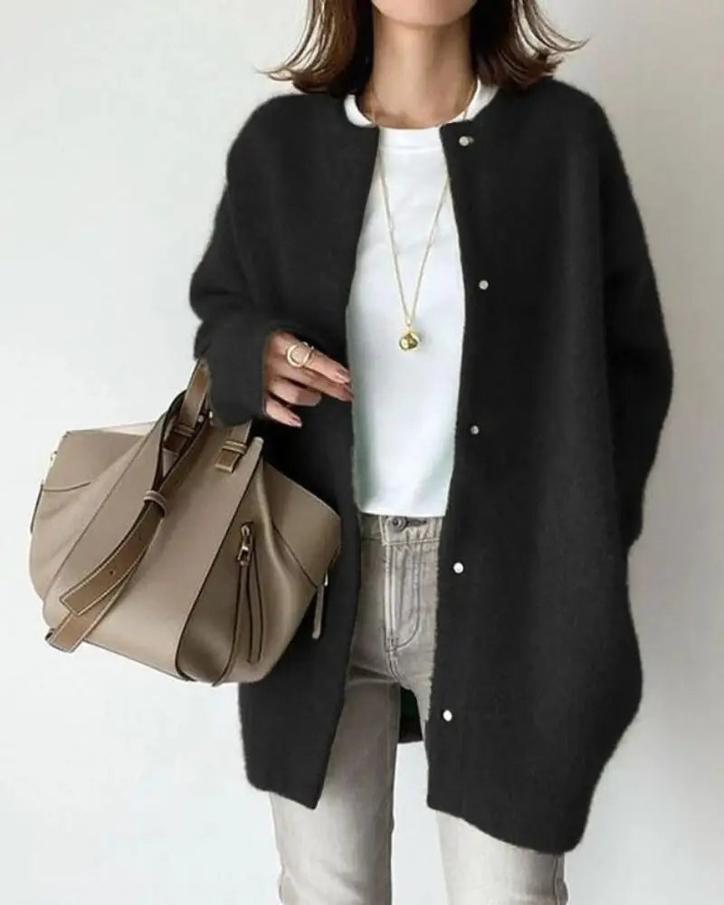 Long cardigan en maille douce Cashine - Cardigan oversize à manches longues pour femme, confortable, décontracté, à superposer en automne
