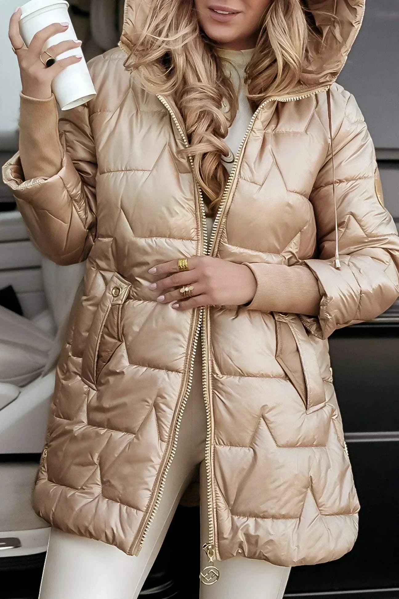 Doudoune matelassée à capuche Quilara – Manteau long rembourré à capuche pour femme, vêtement d’extérieur pour l’automne et l’hiver