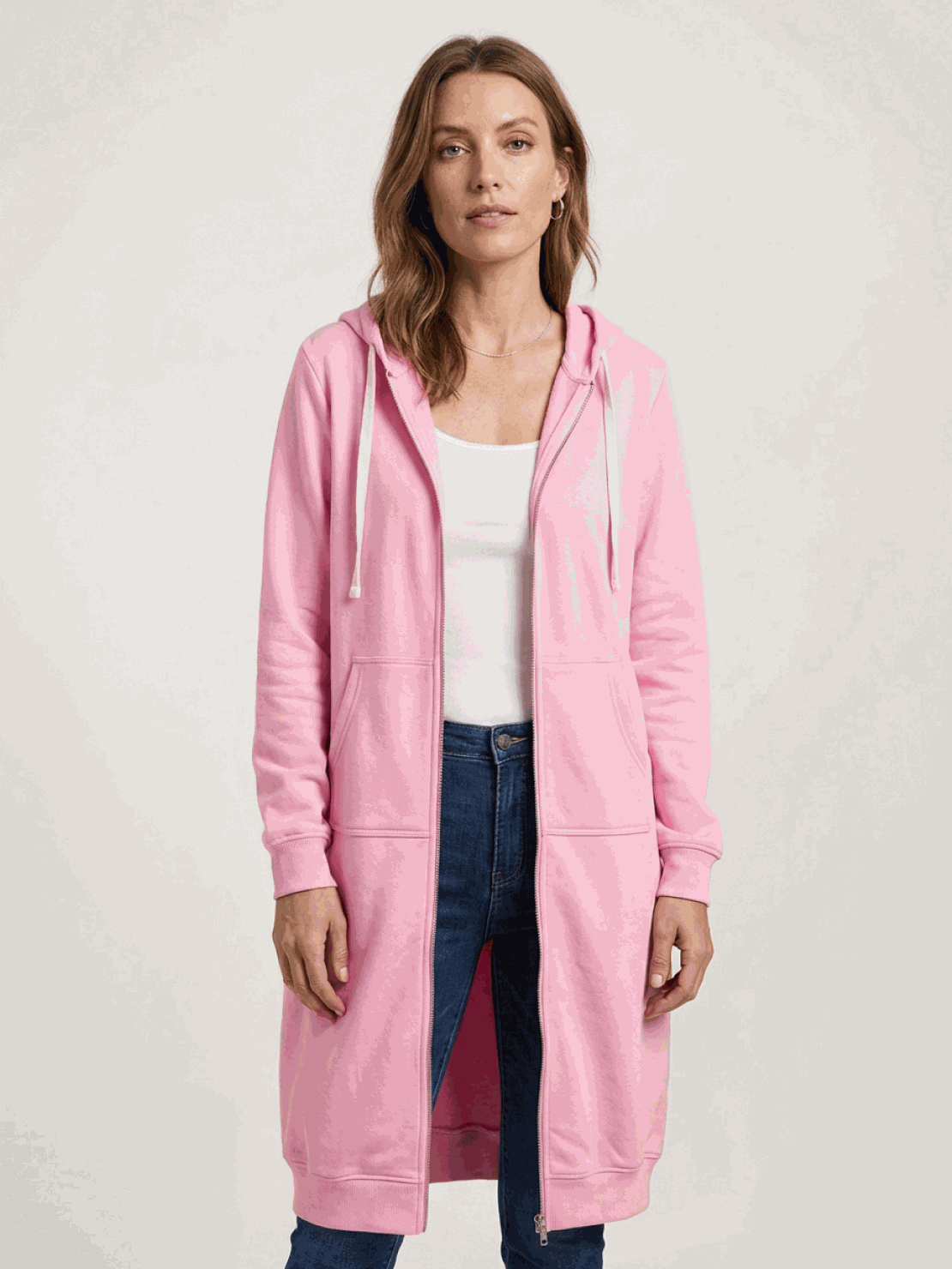 Cordath Longline Zip Hoodie – Oversized Hoodie Women Cardigan Sweatshirt Streetwear Casual Long Hoodie