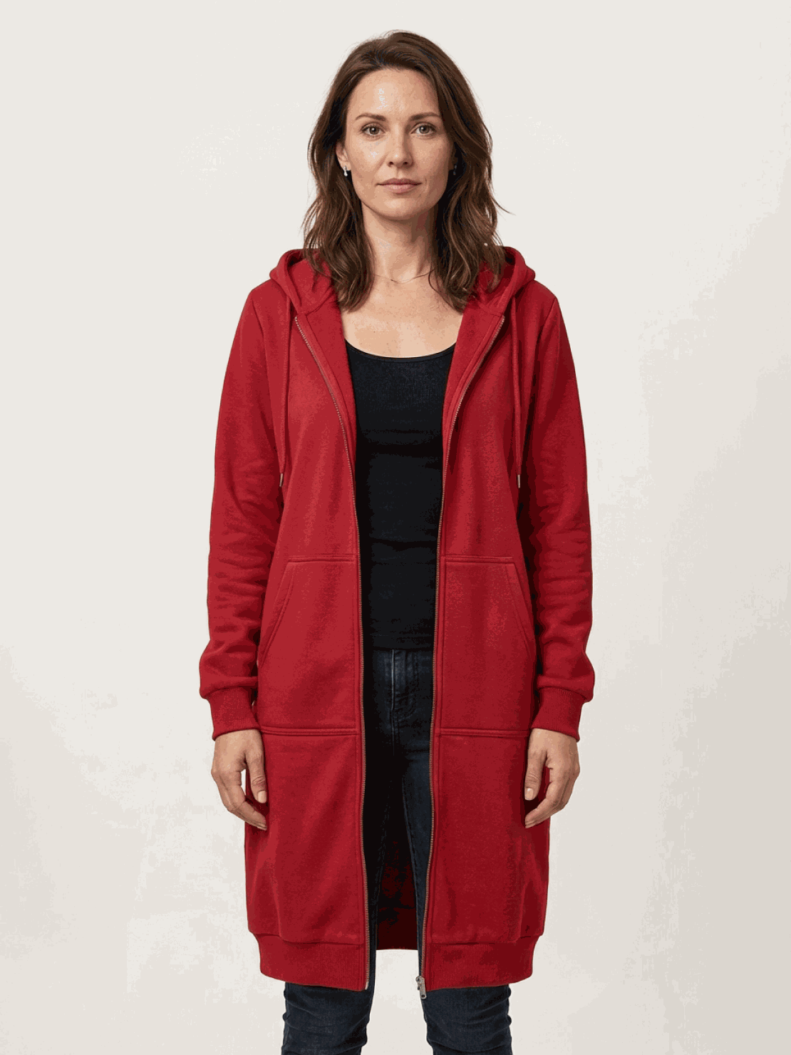 Cordath Longline Zip Hoodie – Oversized Hoodie Women Cardigan Sweatshirt Streetwear Casual Long Hoodie