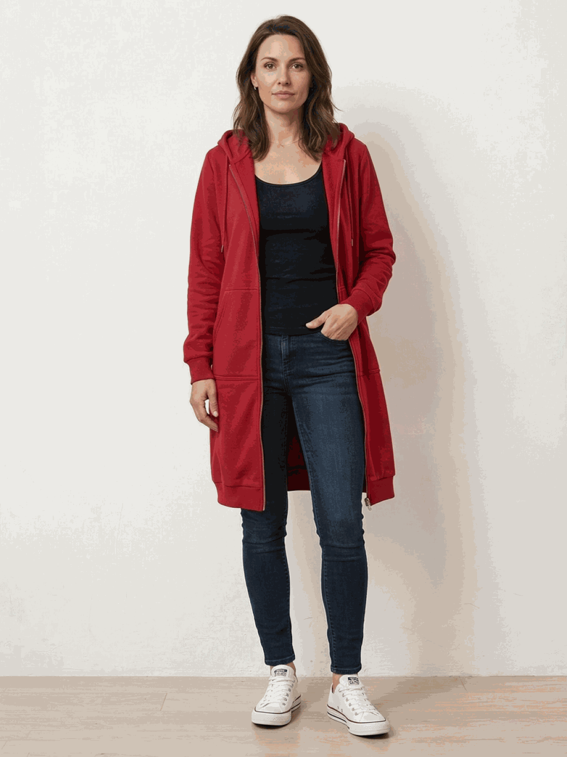 Cordath Longline Zip Hoodie – Oversized Hoodie Women Cardigan Sweatshirt Streetwear Casual Long Hoodie