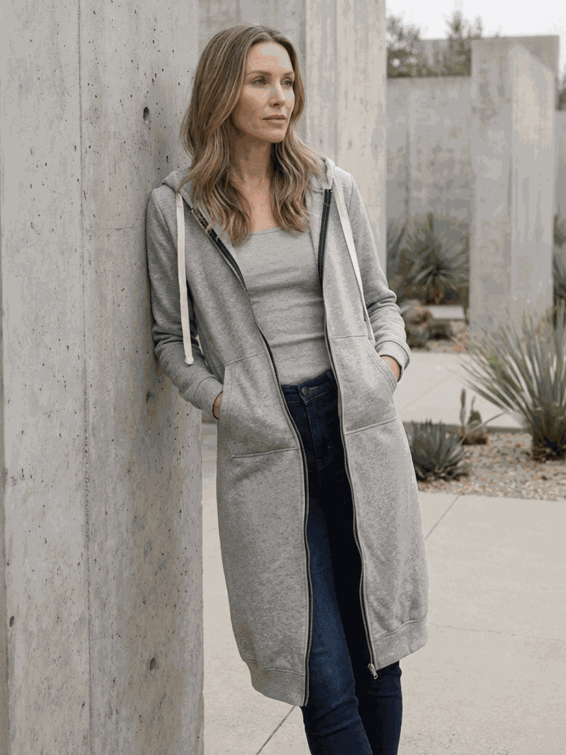 Cordath Longline Zip Hoodie – Oversized Hoodie Women Cardigan Sweatshirt Streetwear Casual Long Hoodie