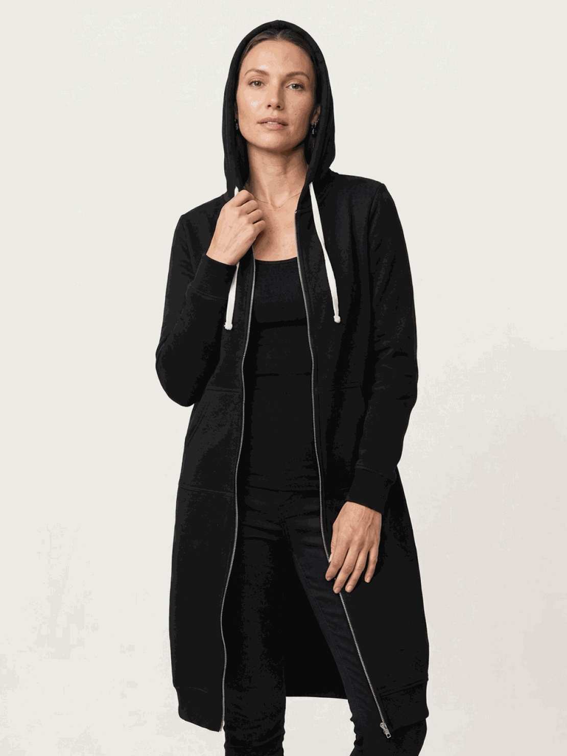 Cordath Longline Zip Hoodie – Oversized Hoodie Women Cardigan Sweatshirt Streetwear Casual Long Hoodie