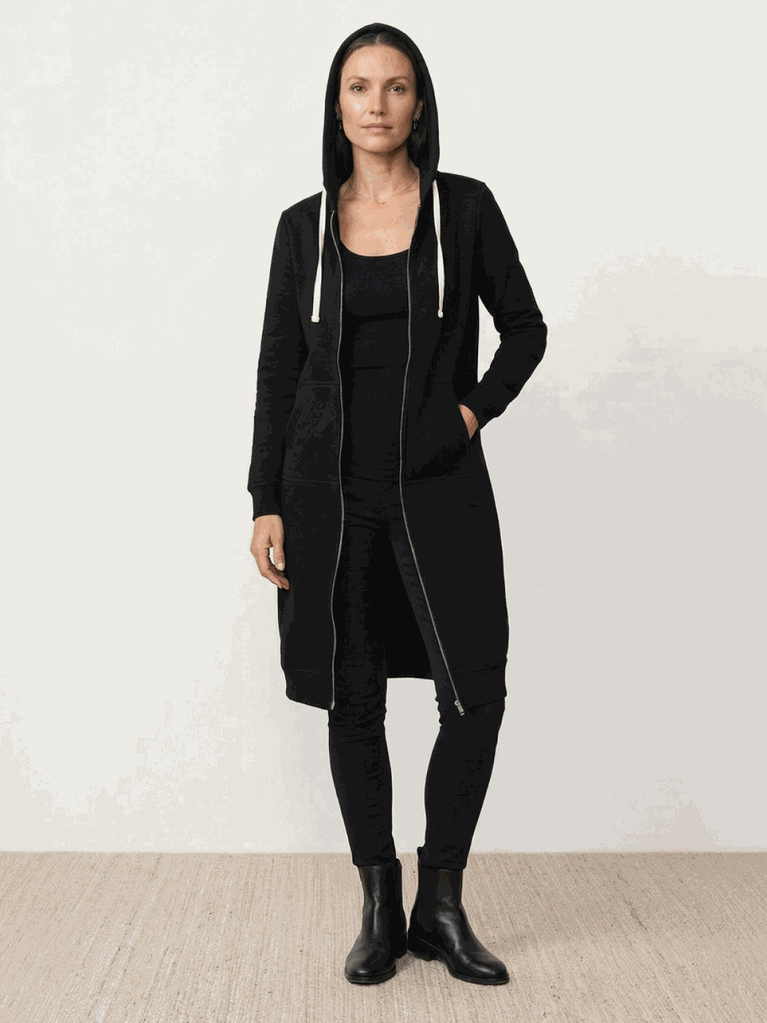 Cordath Longline Zip Hoodie – Oversized Hoodie Women Cardigan Sweatshirt Streetwear Casual Long Hoodie
