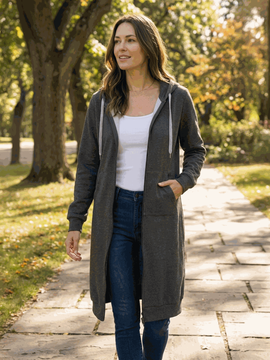 Cordath Longline Zip Hoodie – Oversized Hoodie Women Cardigan Sweatshirt Streetwear Casual Long Hoodie