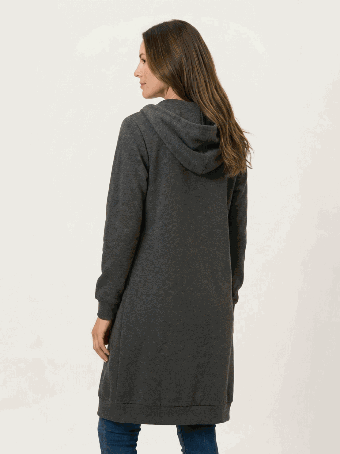 Cordath Longline Zip Hoodie – Oversized Hoodie Women Cardigan Sweatshirt Streetwear Casual Long Hoodie