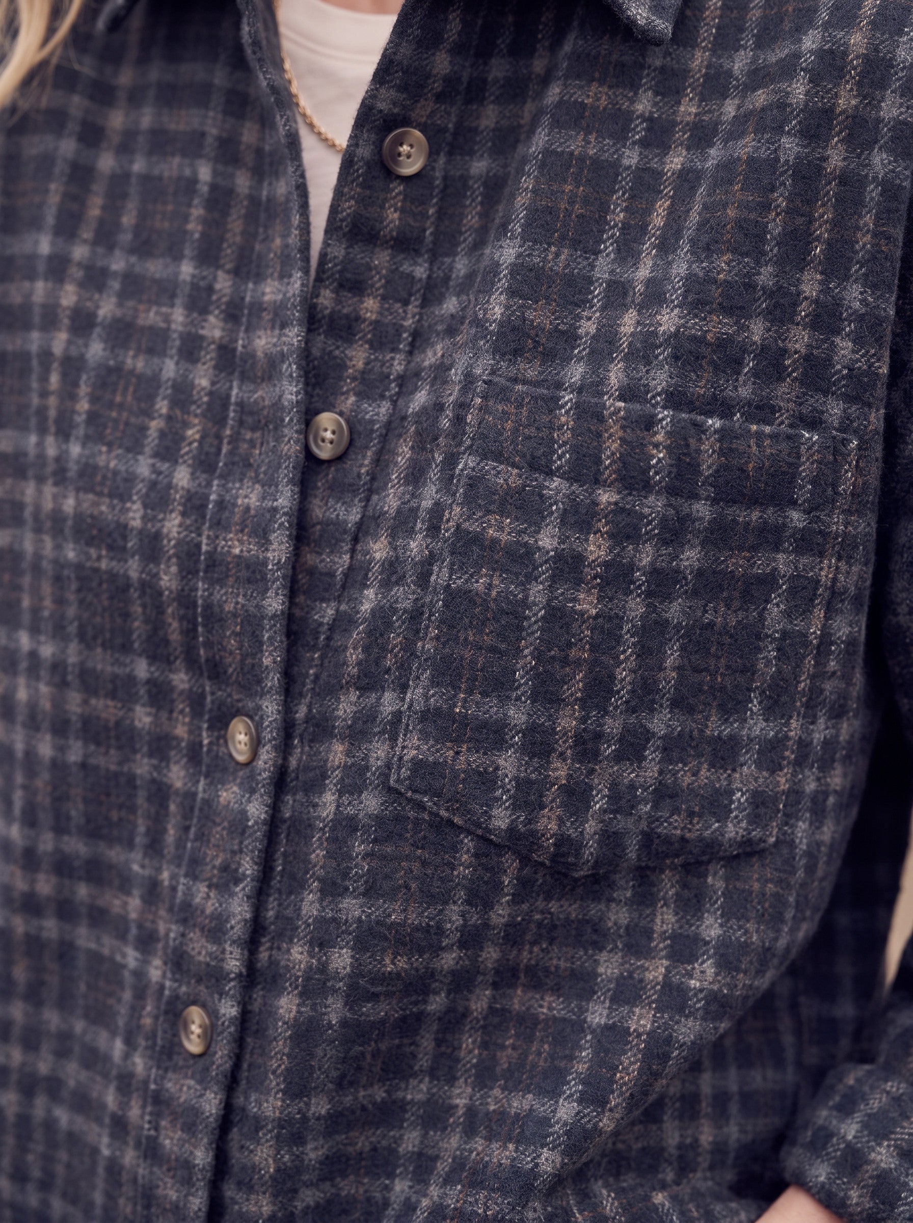 Chemise longue à carreaux en flanelle brossée Ridgewood - surchemise oversize boutonnée pour femme, veste décontractée d'automne
