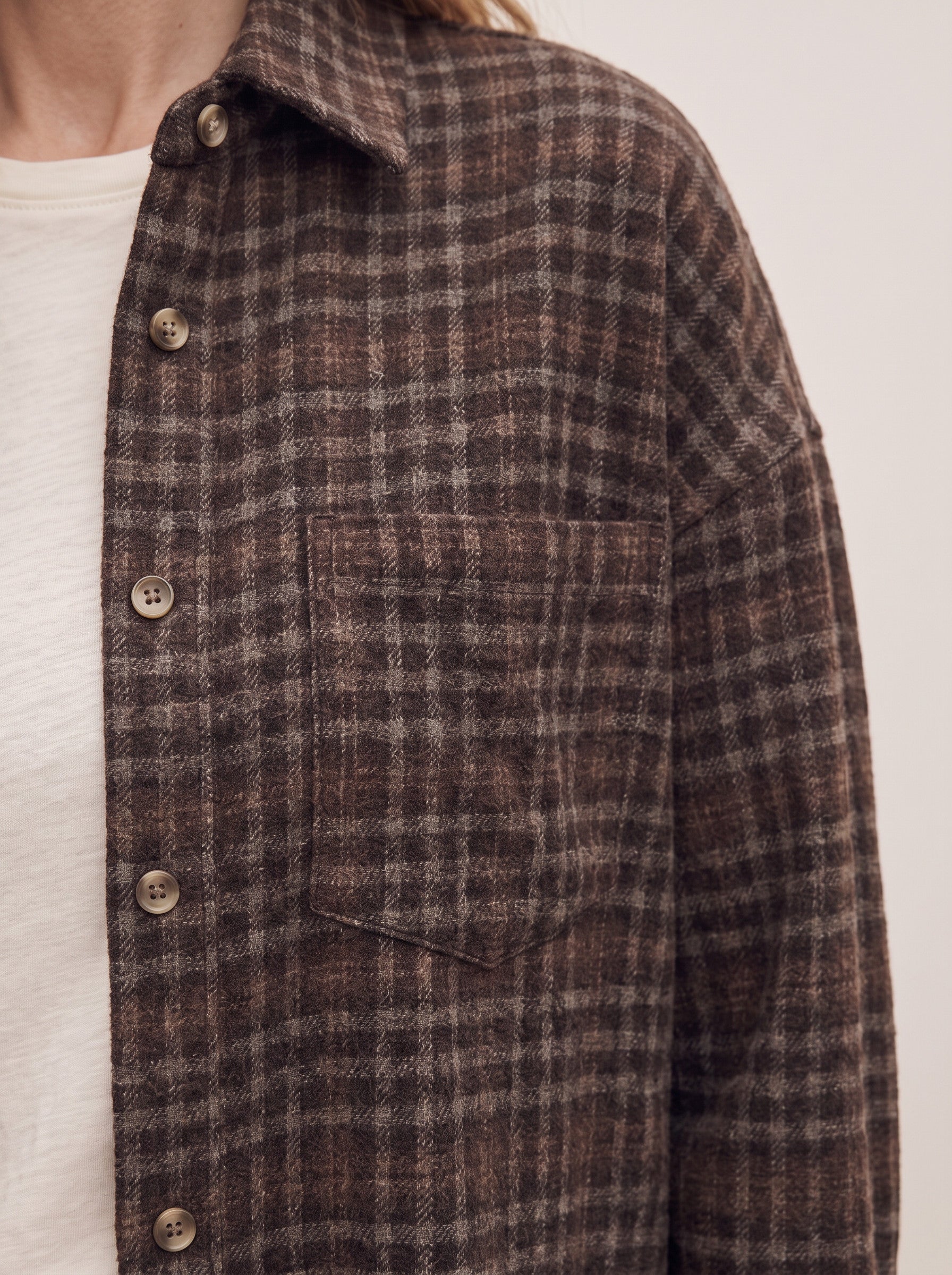 Chemise longue à carreaux en flanelle brossée Ridgewood - surchemise oversize boutonnée pour femme, veste décontractée d'automne