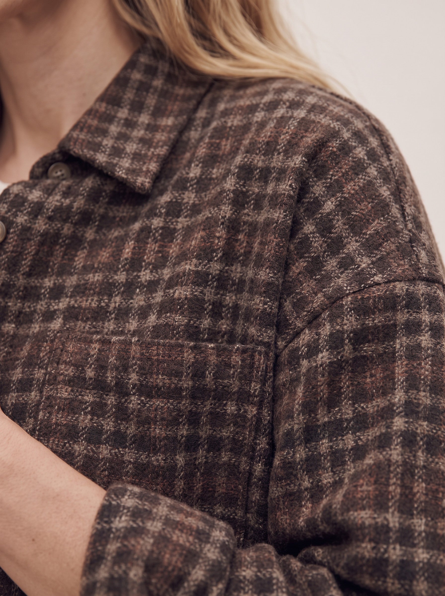 Chemise longue à carreaux en flanelle brossée Ridgewood - surchemise oversize boutonnée pour femme, veste décontractée d'automne
