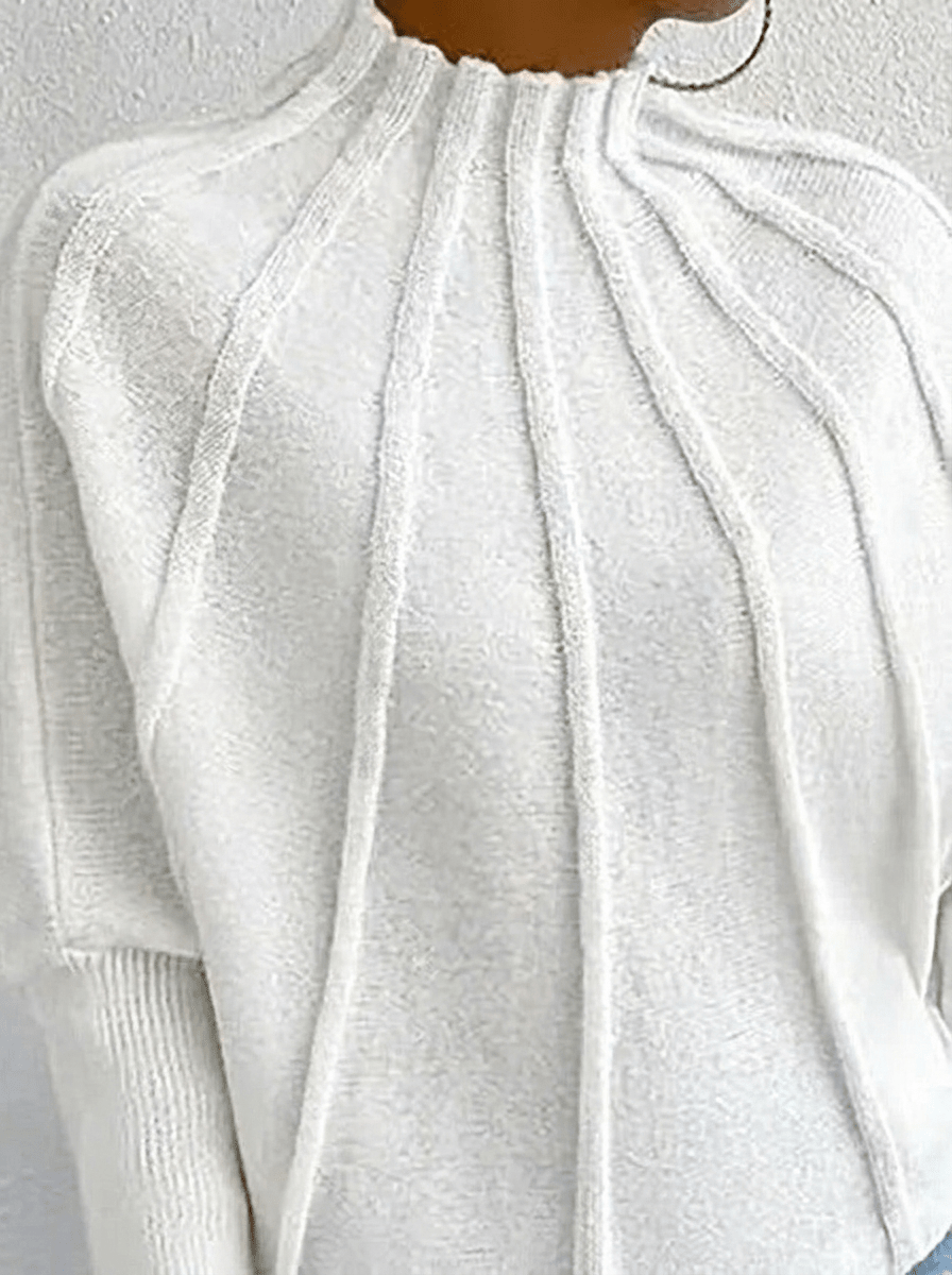 Pull en maille côtelée à col montant Pliaro – Pull à manches longues pour femme, décontracté et élégant, pour le bureau, automne