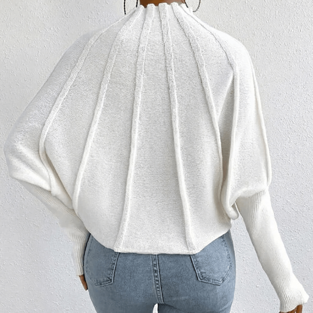 Pull en maille côtelée à col montant Pliaro – Pull à manches longues pour femme, décontracté et élégant, pour le bureau, automne