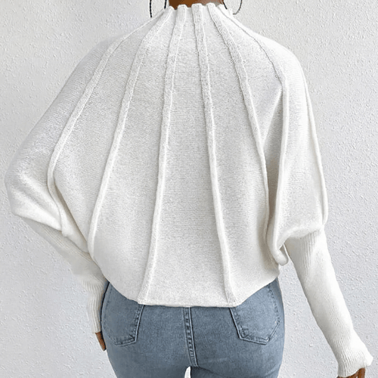 Pliaro Ribbed High Neck Sweater – Women Knit Long Sleeve Pullover Top Casual Office Smart Fall Sweater