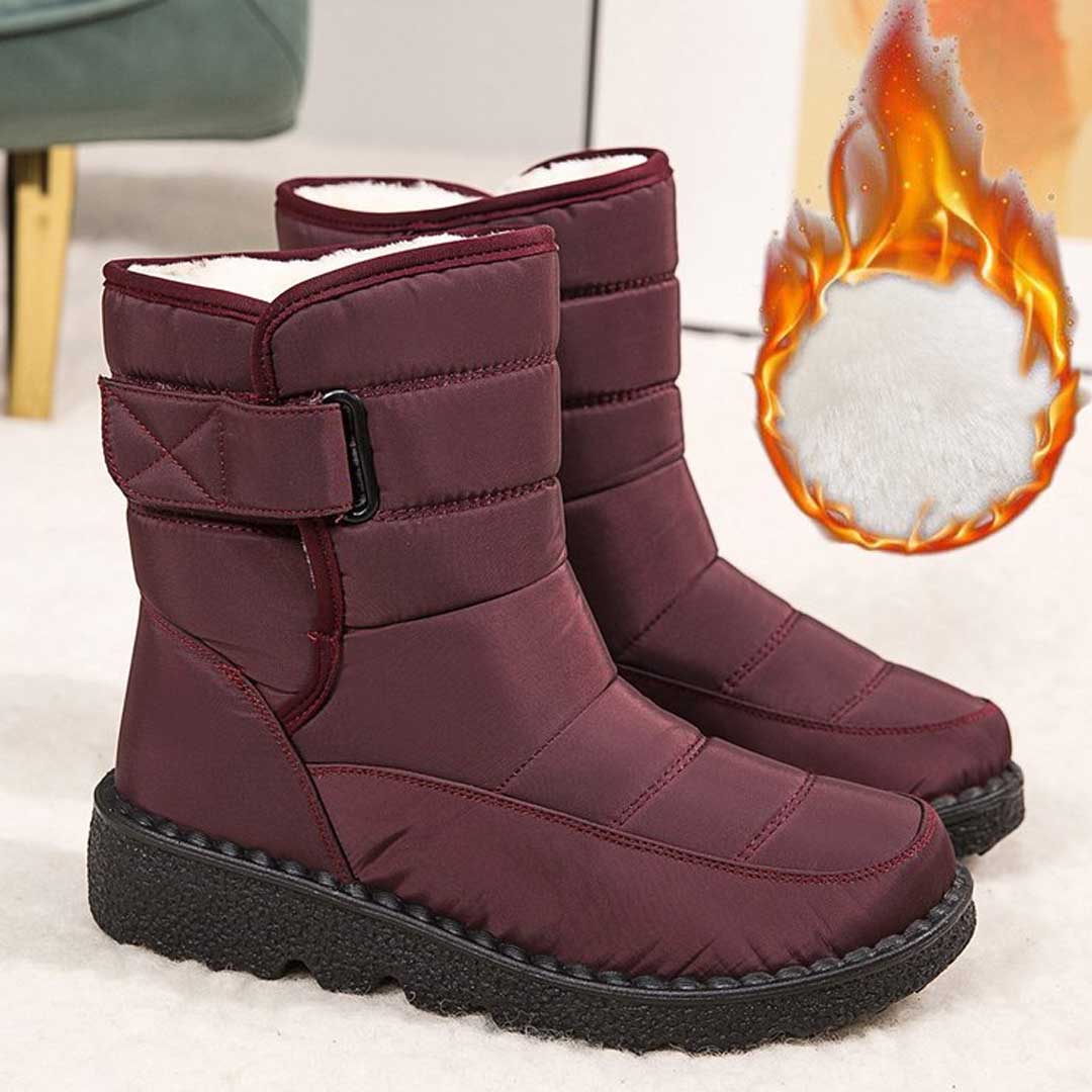 Bordino Quilted Puffer Mid-Calf Boots – Waterproof Snow Boots Women Winter Casual Buckle Strap Platform Boots