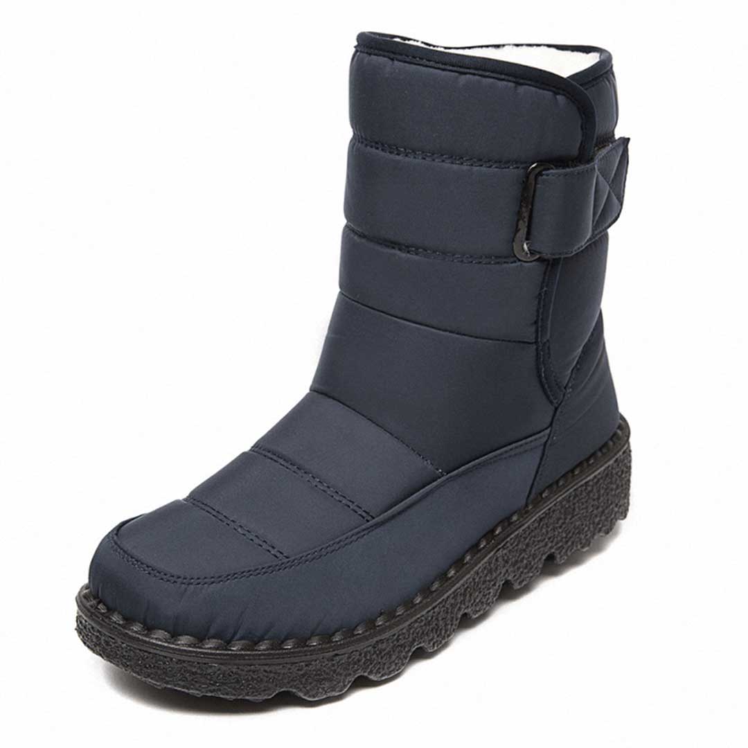 Bordino Quilted Puffer Mid-Calf Boots – Waterproof Snow Boots Women Winter Casual Buckle Strap Platform Boots