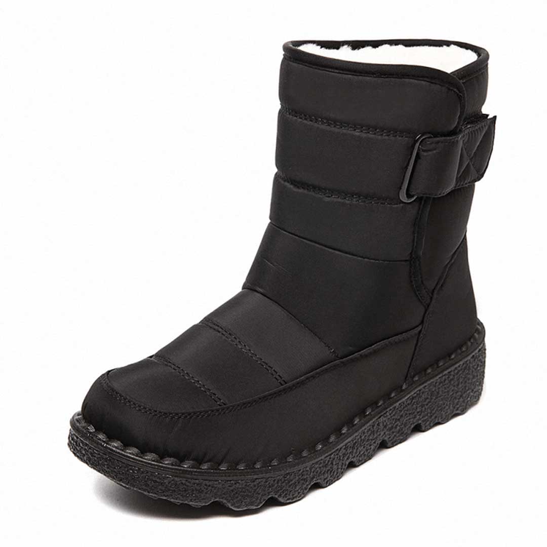 Bordino Quilted Puffer Mid-Calf Boots – Waterproof Snow Boots Women Winter Casual Buckle Strap Platform Boots