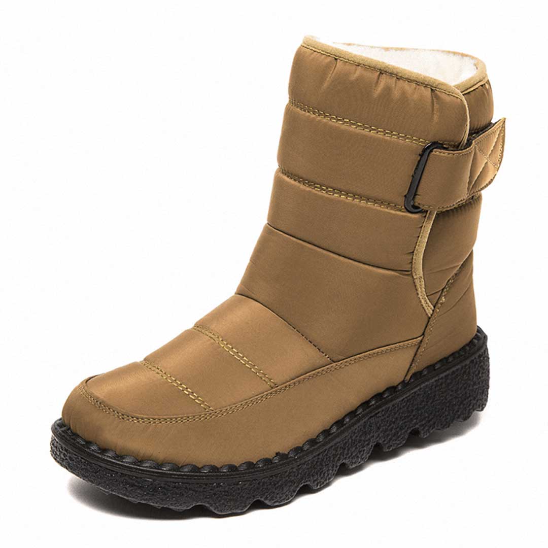 Bordino Quilted Puffer Mid-Calf Boots – Waterproof Snow Boots Women Winter Casual Buckle Strap Platform Boots