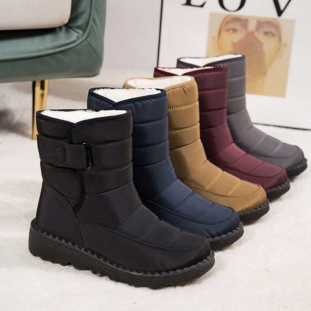 Bordino Quilted Puffer Mid-Calf Boots – Waterproof Snow Boots Women Winter Casual Buckle Strap Platform Boots