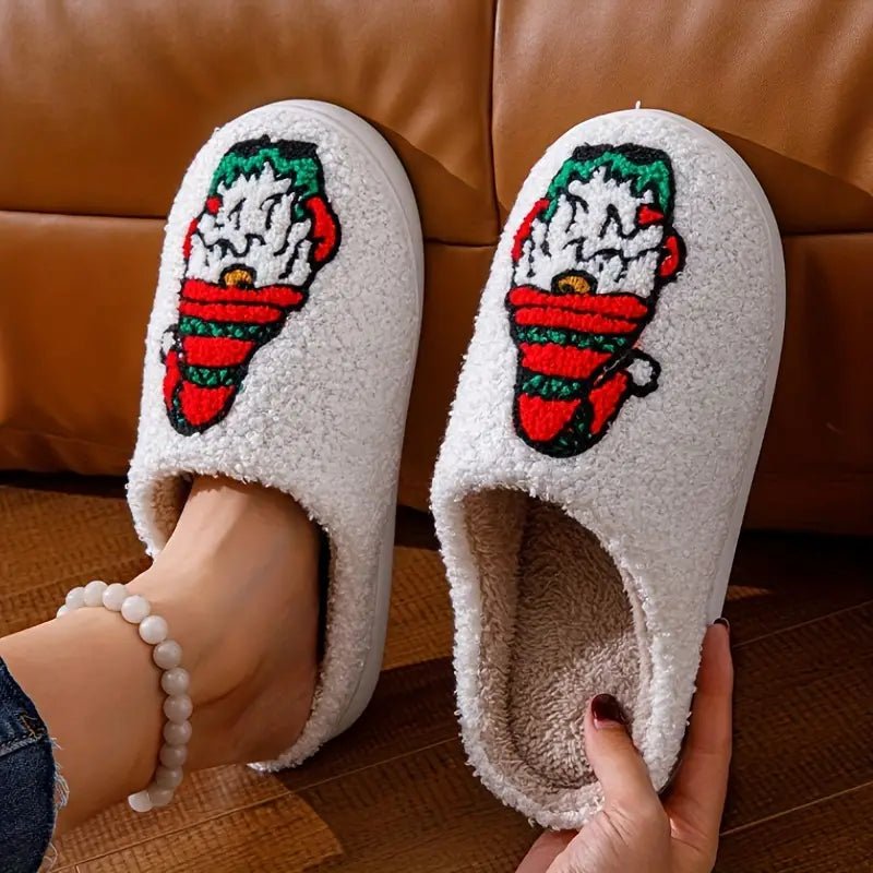 Rudolfi Reindeer Slippers – Women Christmas Holiday Indoor Cozy Fleece Memory Foam Slippers
