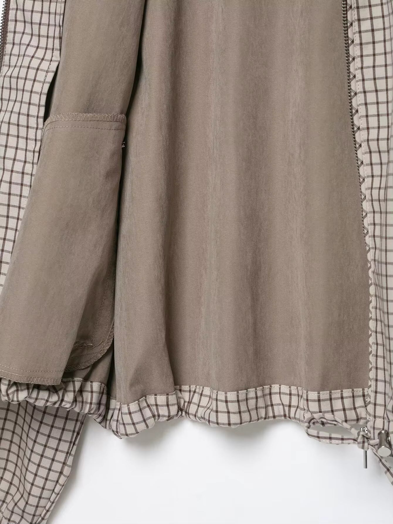 Veste courte à capuche à carreaux Gridwell – Femme, veste bomber zippée à capuche, style streetwear casual d’automne