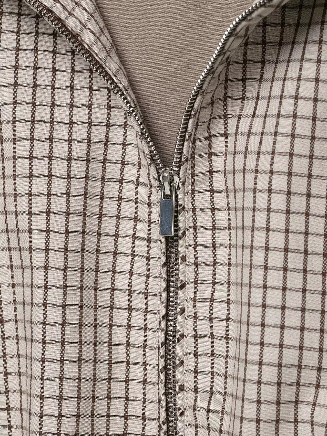 Veste courte à capuche à carreaux Gridwell – Femme, veste bomber zippée à capuche, style streetwear casual d’automne