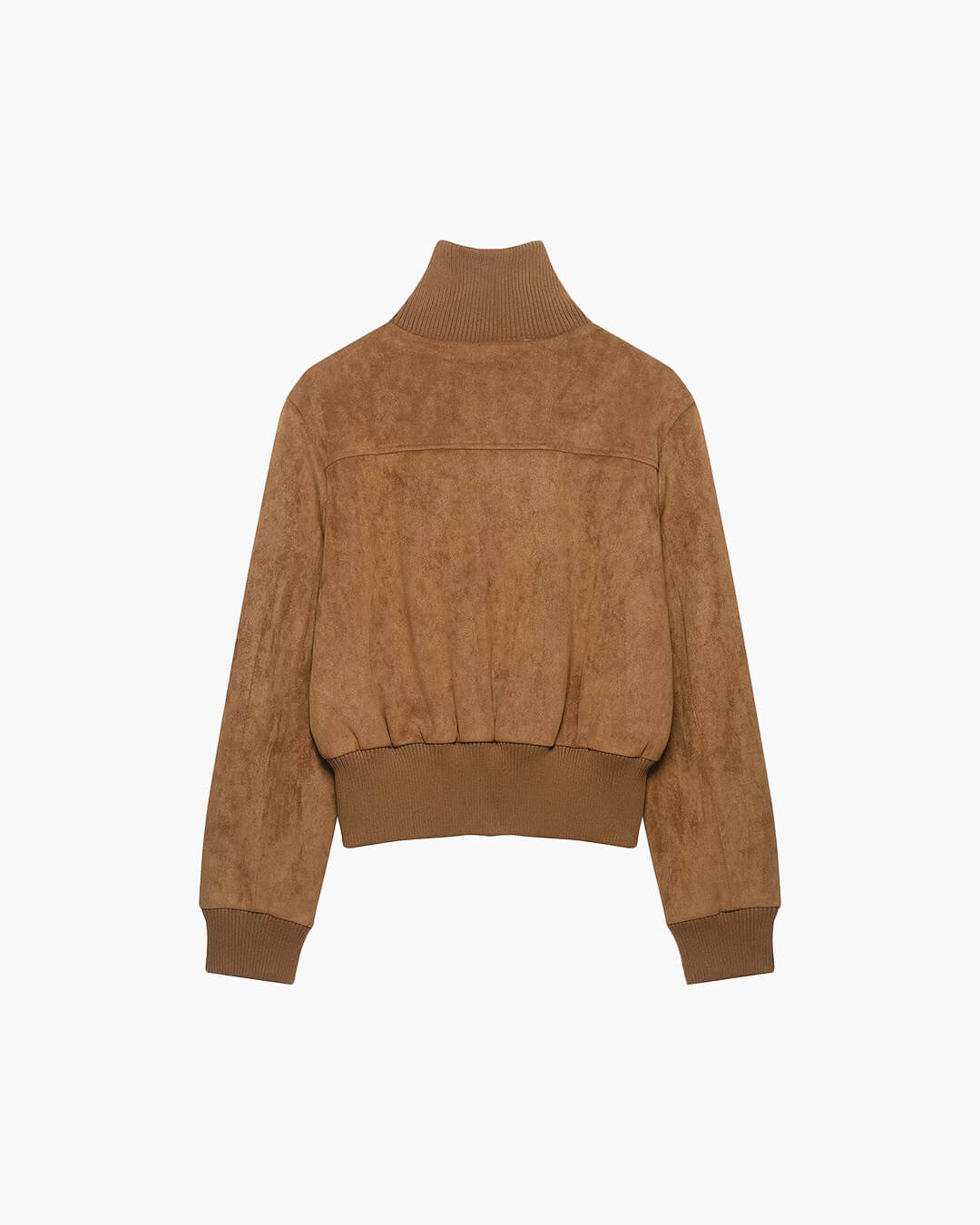 Esther Cropped Bomber Jacket – Suede Utility Pocket Women Fall Casual Streetwear Ribbed Bomber Jacket
