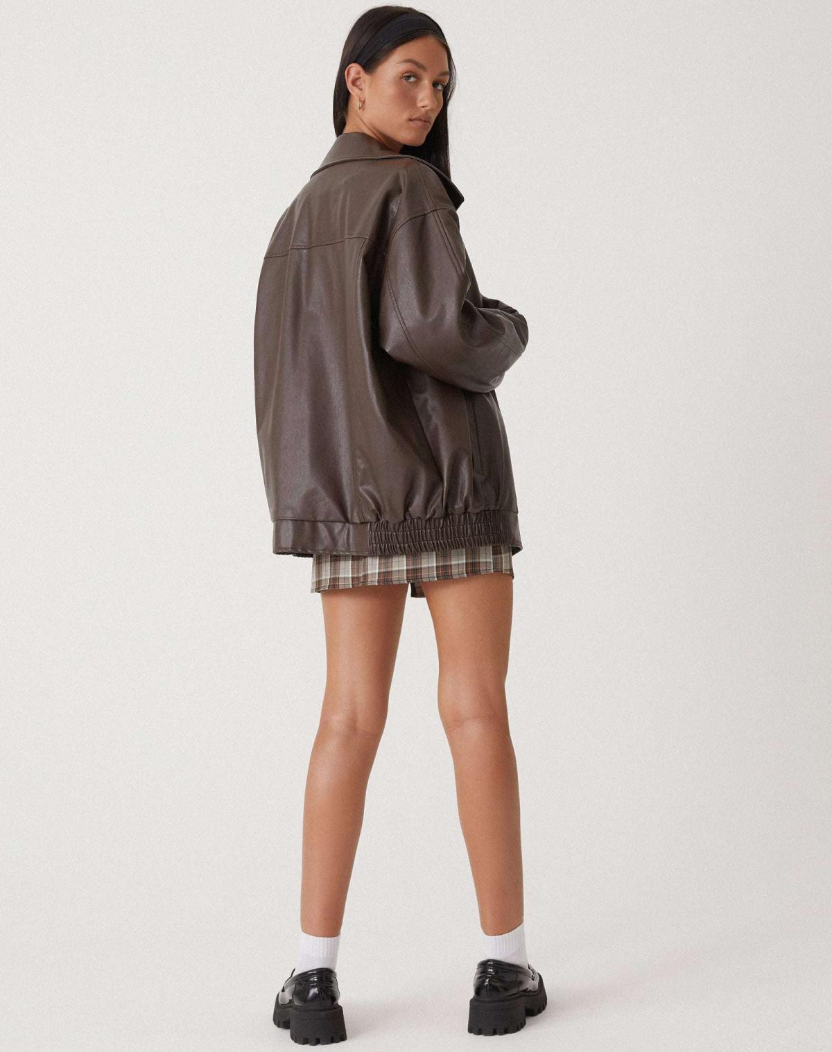 Kolmar Oversized Leather Bomber Jacket – Women Leather Jackets Fall Streetwear Casual Zip-Up Bomber Jacket