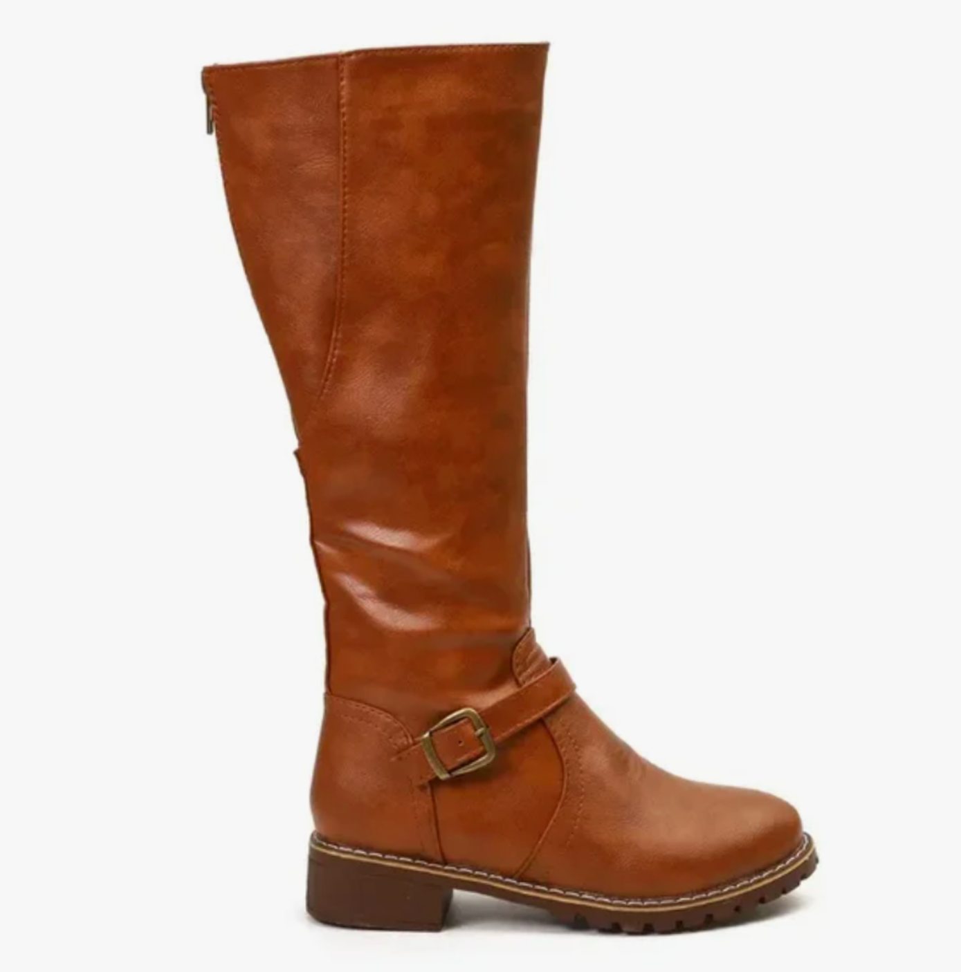 Brencross Buckle Strap Riding Boots – Knee High Boots Women Leather Cowgirl Western Fall Block Heel Boots